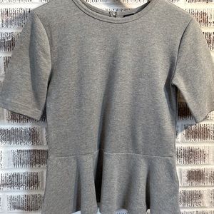 Gap Peplum Top Round Neck Elbow Length Grey  Sz S